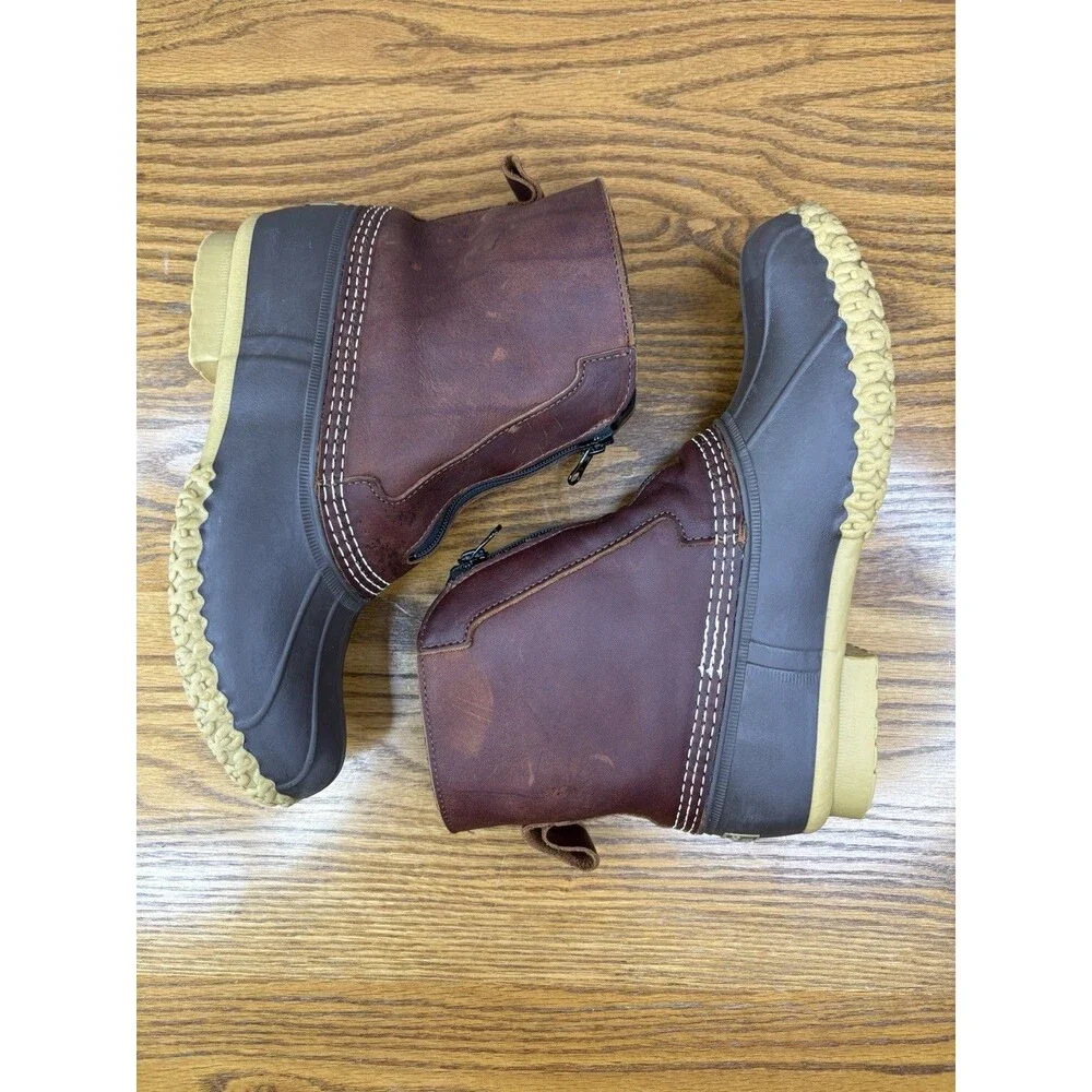 LL Bean Front Zip Duck Boots Mens 9 D Fleece Lined Buffalo Plaid Insulated USA